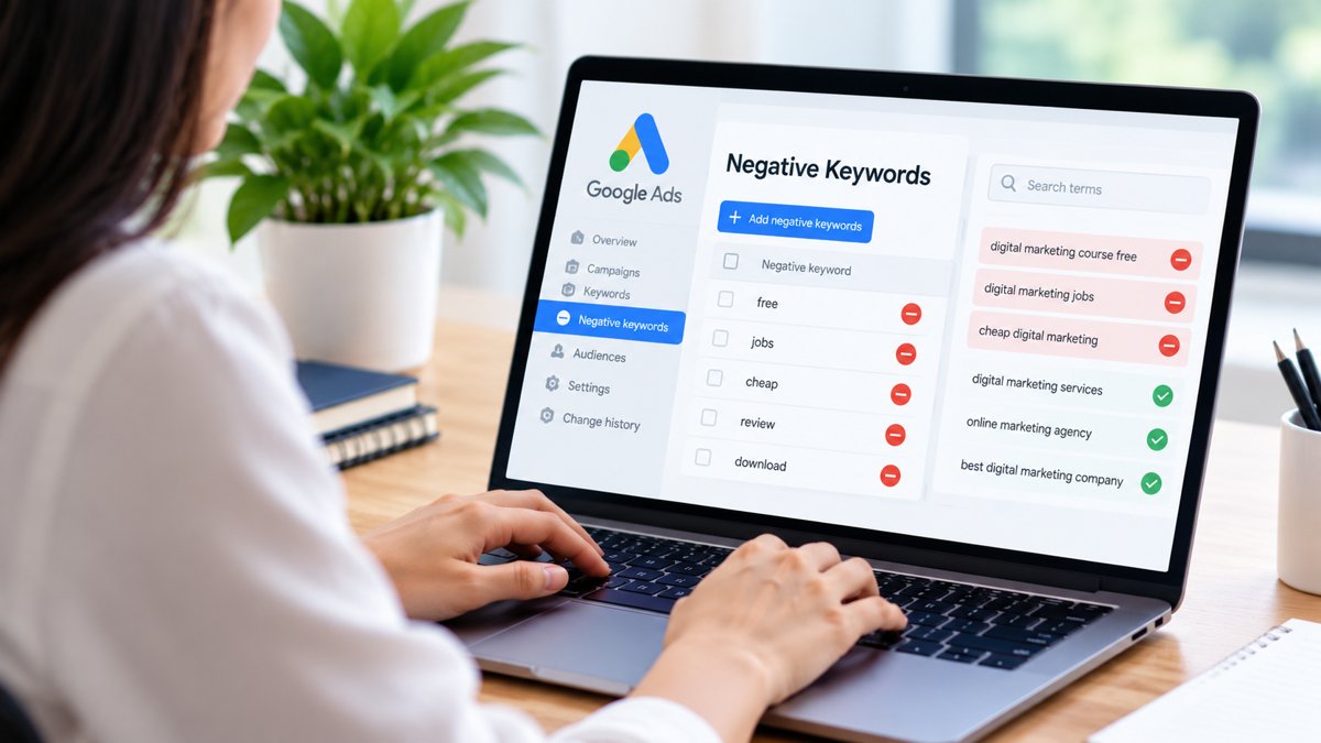 Negative keywords list inside a Google Ads account